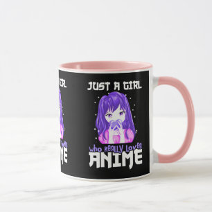 Caneca Apenas uma garota que realmente ama anime em roxo