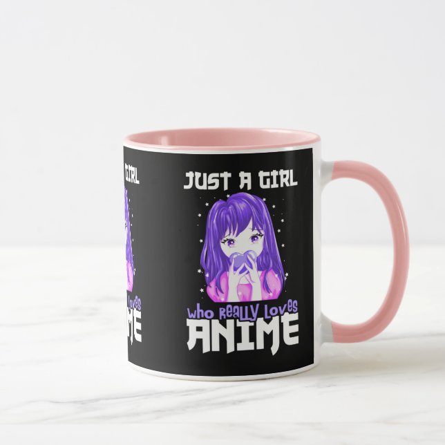 Caneca Apenas uma garota que realmente ama anime em roxo (Direita)