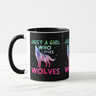 Caneca Apenas Uma Menina Que Ama A Aquarela Dos Lobos