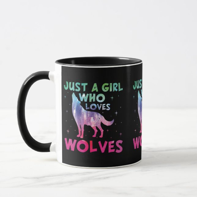Caneca Apenas Uma Menina Que Ama A Aquarela Dos Lobos (Esquerda)