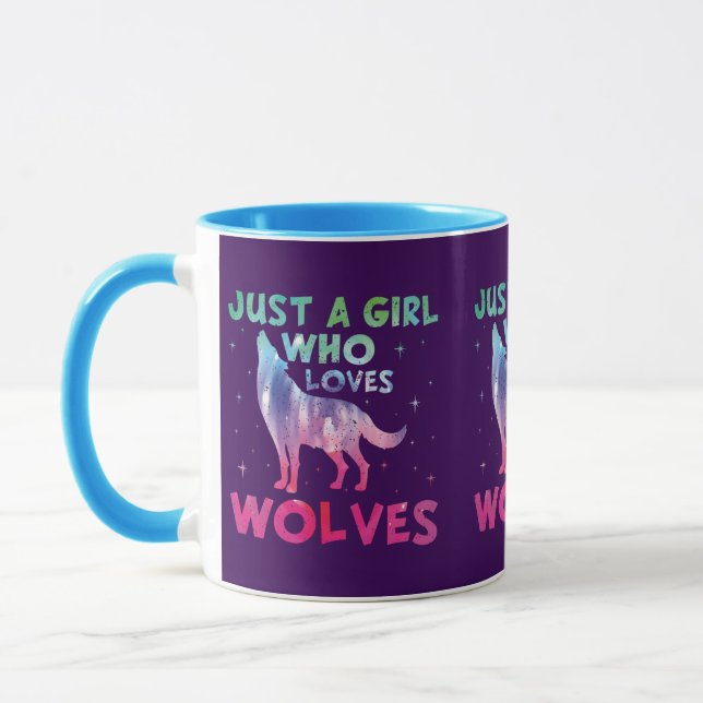 Caneca Apenas Uma Menina Que Ama A Aquarela Dos Lobos (Esquerda)