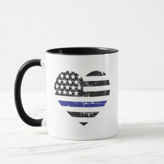 Caneca Apoio à Polícia de Sinalizador de Coração de Linha
