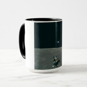 Caneca Apollo Lunar Lander e Earthrise sobre Lua