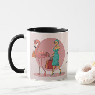 Caneca Aposentado É meu trabalho ir Comprar Flamingo Rosa