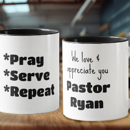 Caneca Apreciação do Pastor Reza Sirva Repita Personaliza