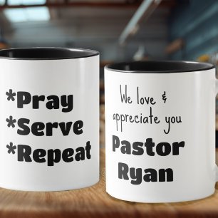 Caneca Apreciação do Pastor Reza Sirva Repita Personaliza