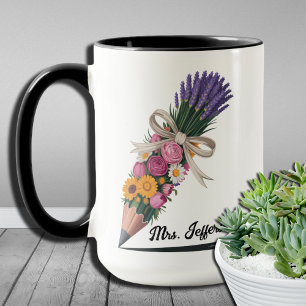 Caneca Apreciação do Professor Croquette Floral Pencil