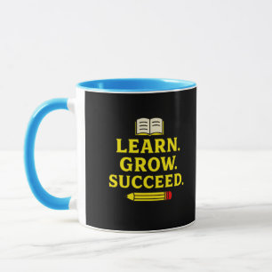 Caneca Aprenda. Cresça. Bem-sucedido. Motivação