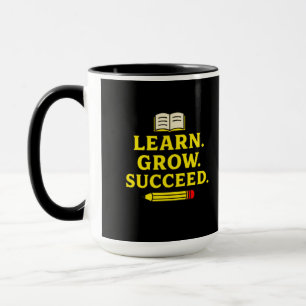 Caneca Aprenda. Cresça. Bem-sucedido. Motivação