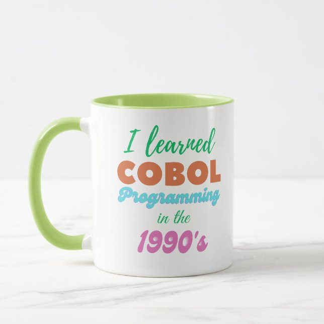 Caneca Aprendi a linguagem de programação Cobol nos anos  (Esquerda)