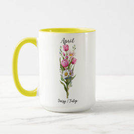 Caneca April Birth Flower Daisy e Tulip