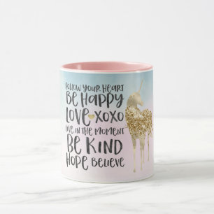 Caneca Aqua Amarelo Amarelo de Aquarela, Unicórnio Inspir