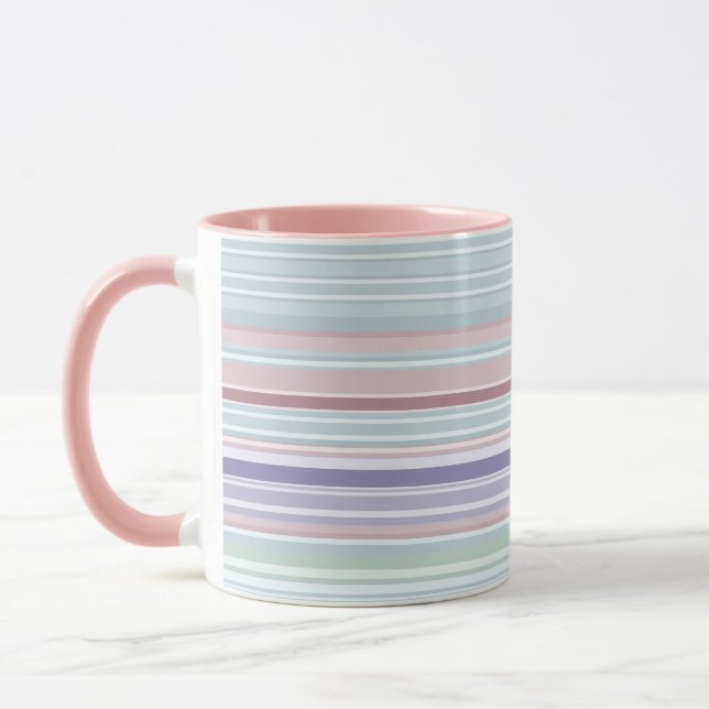 Caneca Aqua, Blush and Lavender Stripes (Esquerda)