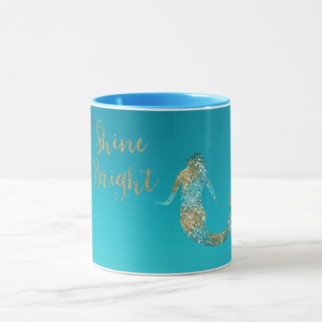 Caneca Aqua Dourada Glitter Sparkle Mermaid        (Centro)
