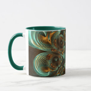 Caneca Aqua Green e Dourada e espiral de arte frontal