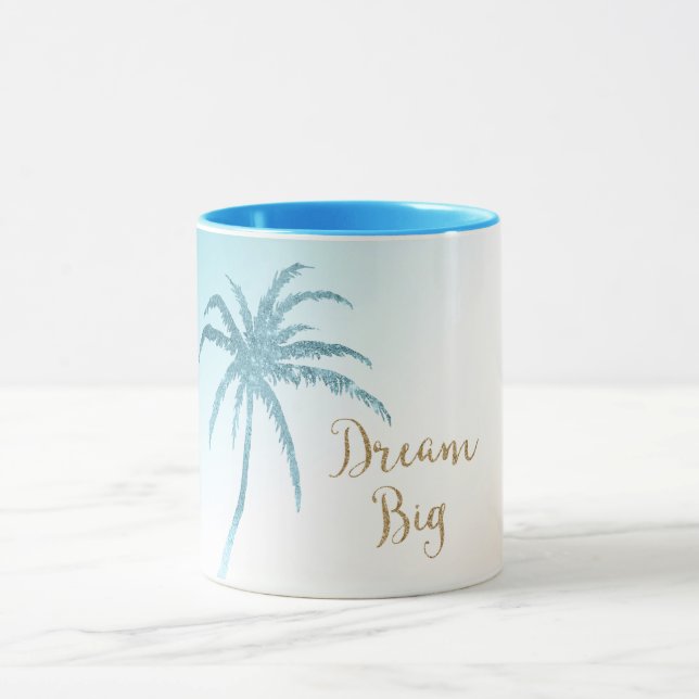 Caneca  Aqua Peach White Palm Tree Gold Dream           (Centro)