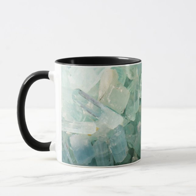 Caneca Aquamarine Blue Crystal Gemstone Birthstone Mug (Esquerda)