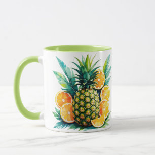Caneca Aquarela Abacaxi & Citros Café de Frutas Tropica