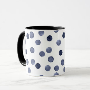Caneca Aquarela. Bolinhas azul