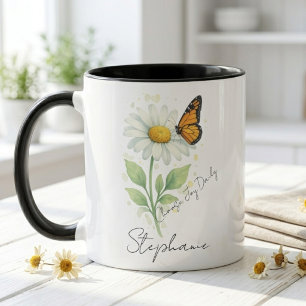 Caneca Aquarela Borboleta Margarida