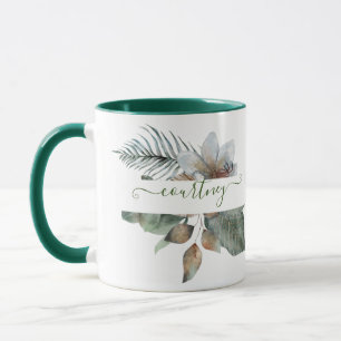 Caneca Aquarela botânica personalizada