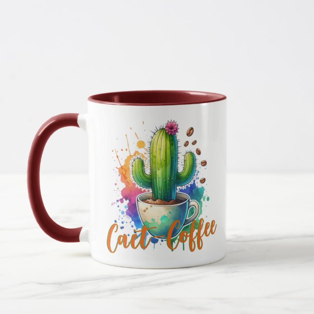 Caneca Aquarela Cactus que ama café (Esquerda)