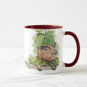 Caneca Aquarela Casa de Vinho Folhas de Parreira Pássaro