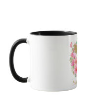 Aquarela Dourada e Monograma Floral Letra M