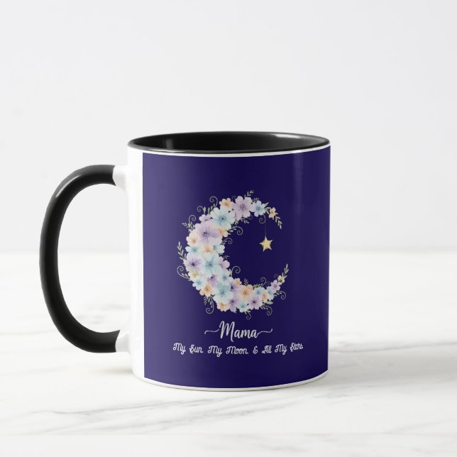 Caneca Aquarela Floral Lua Mamãe (Esquerda)
