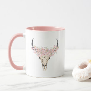 Caneca Aquarela Floral Vedante Crânio
