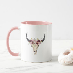 Caneca Aquarela Floral Vedante Crânio