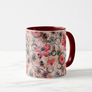 Caneca Aquarela, flores.