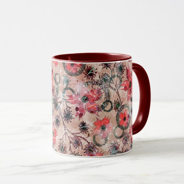 Caneca Aquarela, flores. (Frente Esquerda)