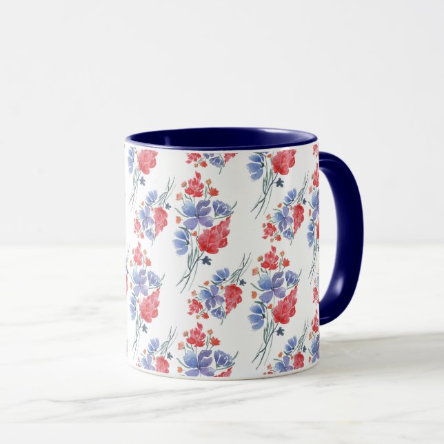 Caneca Aquarela, flores. (Frente Esquerda)