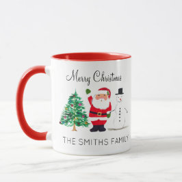 Caneca Aquarela Papais noeis de árvores de Natal Snowman 