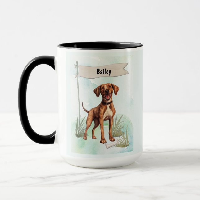 Caneca Aquarela Personalizada Cachorro Plott (Esquerda)
