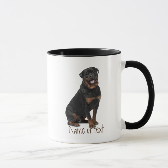 Caneca Aquarela Rotweiller Pet Dog Cão Personalizado (Direita)
