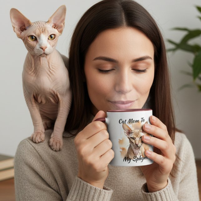 Caneca Aquarela Sphynx Marrom Personalizado (Criador carregado)