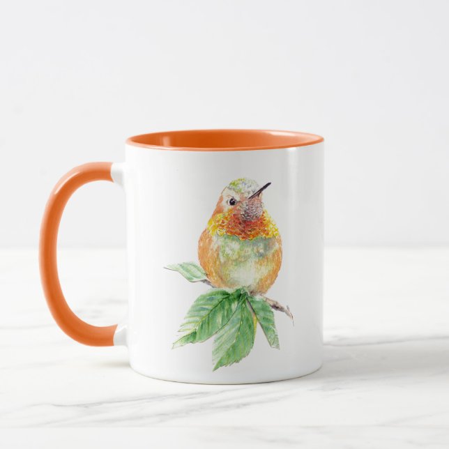 Caneca Aquarela Whimsical Rufous Atitude de Hummingbird (Esquerda)