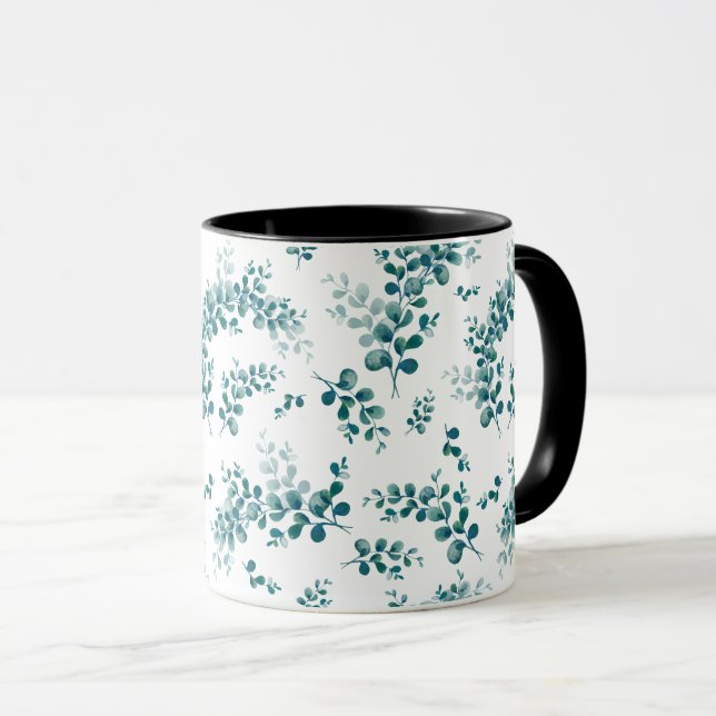 Caneca Aquarelas eucalipto verde (Frente Esquerda)