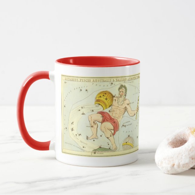Caneca Aquário, constelação de Vintage, Espelho de Urânia (Com Donut)