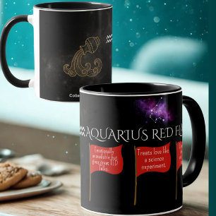 Caneca Aquarius Red Flags Mug Zodiac Gift Engraçado