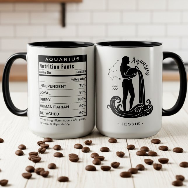 Caneca Aquarius Zodiac Sign Astrology Nutrition Facts (Aquarius Zodiac Sign Astrology Nutrition Facts Mug
)