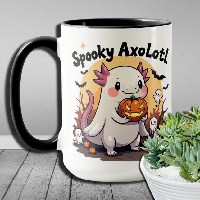 Caneca Aquáticos Espantos Halloween Axolote Cute Esquelet (Criador carregado)