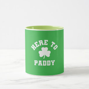 Caneca Aqui para Paddy Funny Dia de São Patrício Shamrock