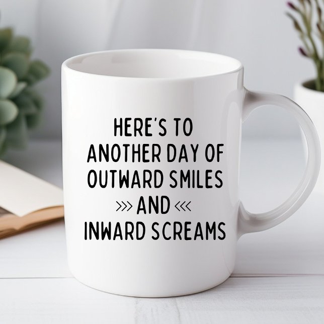 Caneca Aqui vai para outro dia Engraçado, o Escritório Mu (Criador carregado)