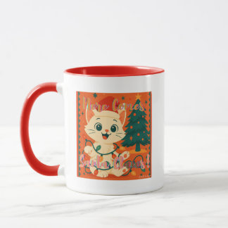 Caneca Aqui vem o Papai Noel! Gato Fofo e Divertido