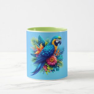 Caneca Arara tropical azul-colorida