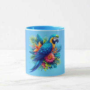 Caneca Arara tropical azul-colorida