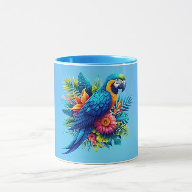 Caneca Arara tropical azul-colorida (Centro)